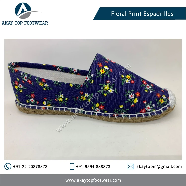 Espadrilles Best Wholesale Deal on Floral Print Solid Color Traditional Espadrilles Flat Shoes