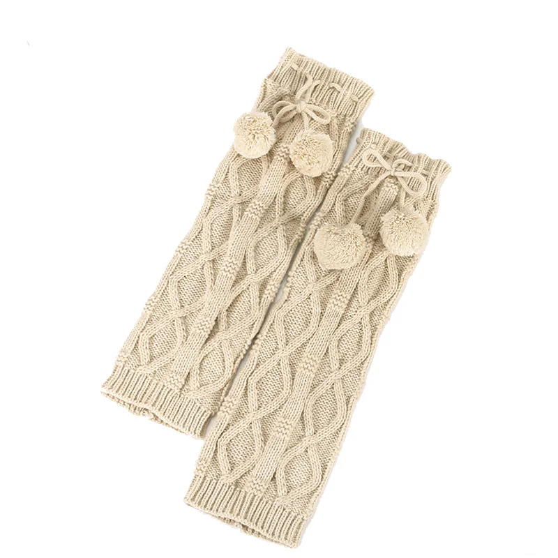 
Knitteed warm acrylic women fashion thigh high extra long boot leg warmer with ball 