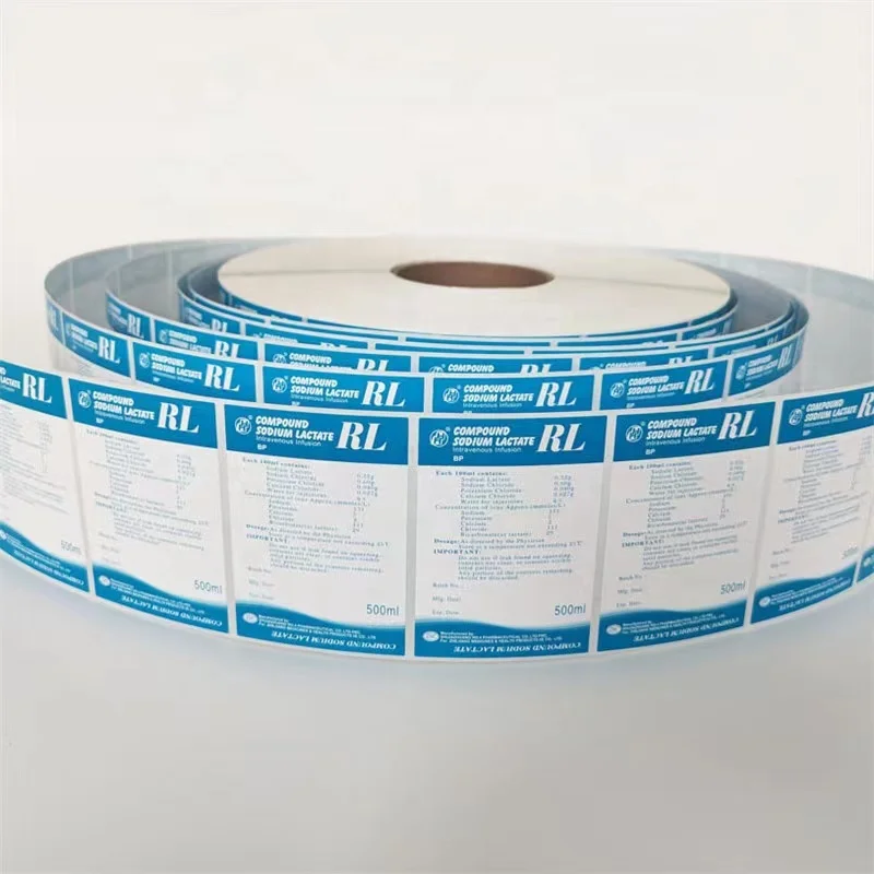 Printing Logo PVC Waterproof glossy Vinyl Stickers Cough Syrup Medicine bottle cosmetic Label