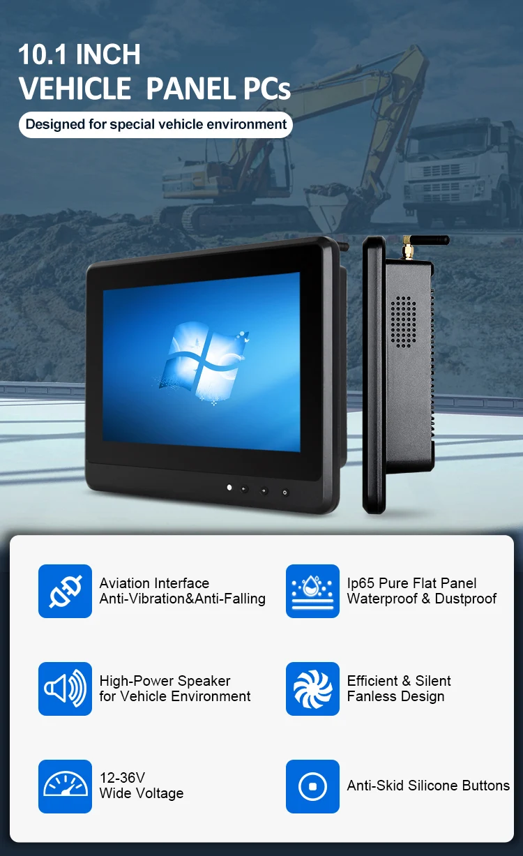 JAWEST 10.1 Inch IP65 Waterproof Shockproof Portable Vehicle Mounted PC In-vehicle Computer Panel PC For Transportation, Marine