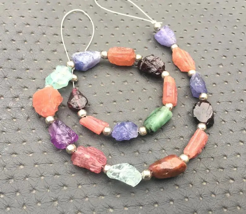 Genuine Quality 19 Piece Natural Multi Gemstone Full Drilled Colorful Untreated Rough Making Jewelry Wholesale