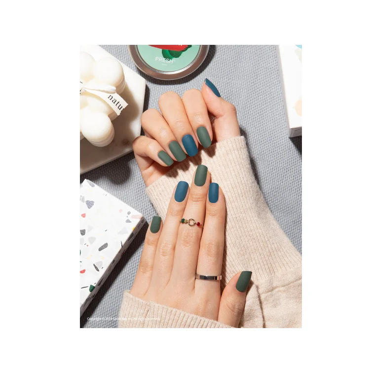 Retro blue  Semi-cured gel nail sticker korea
