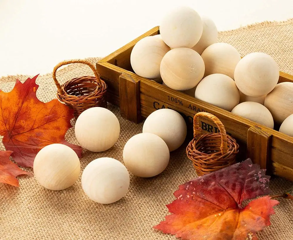 DIY Natural Wood Ball Round Spacer Wood Beads Eco-Friendly  Wooden Balls