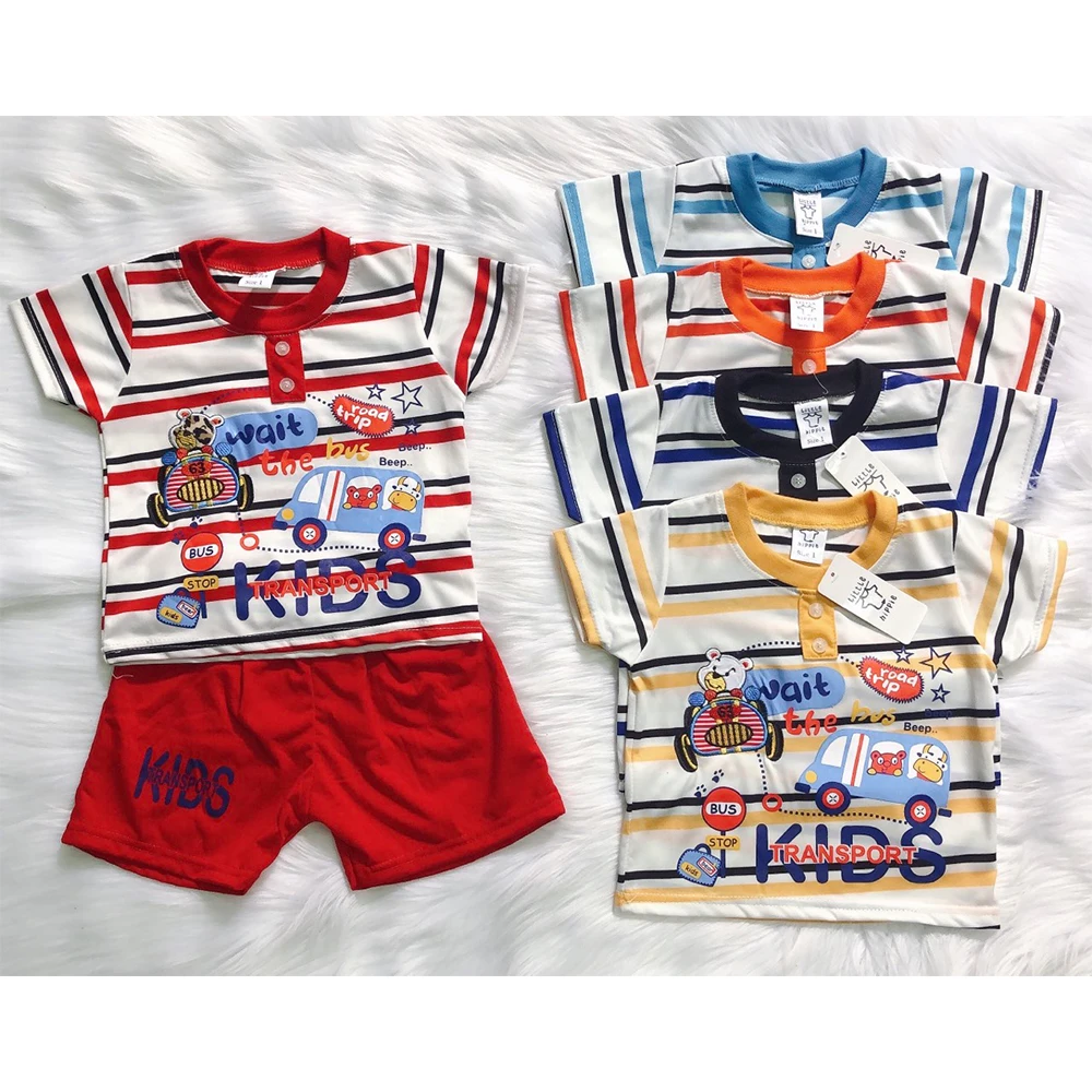 2021 children fall Vietnam asian striped cartoon wholesale baby suit boutique boy kids clothing set