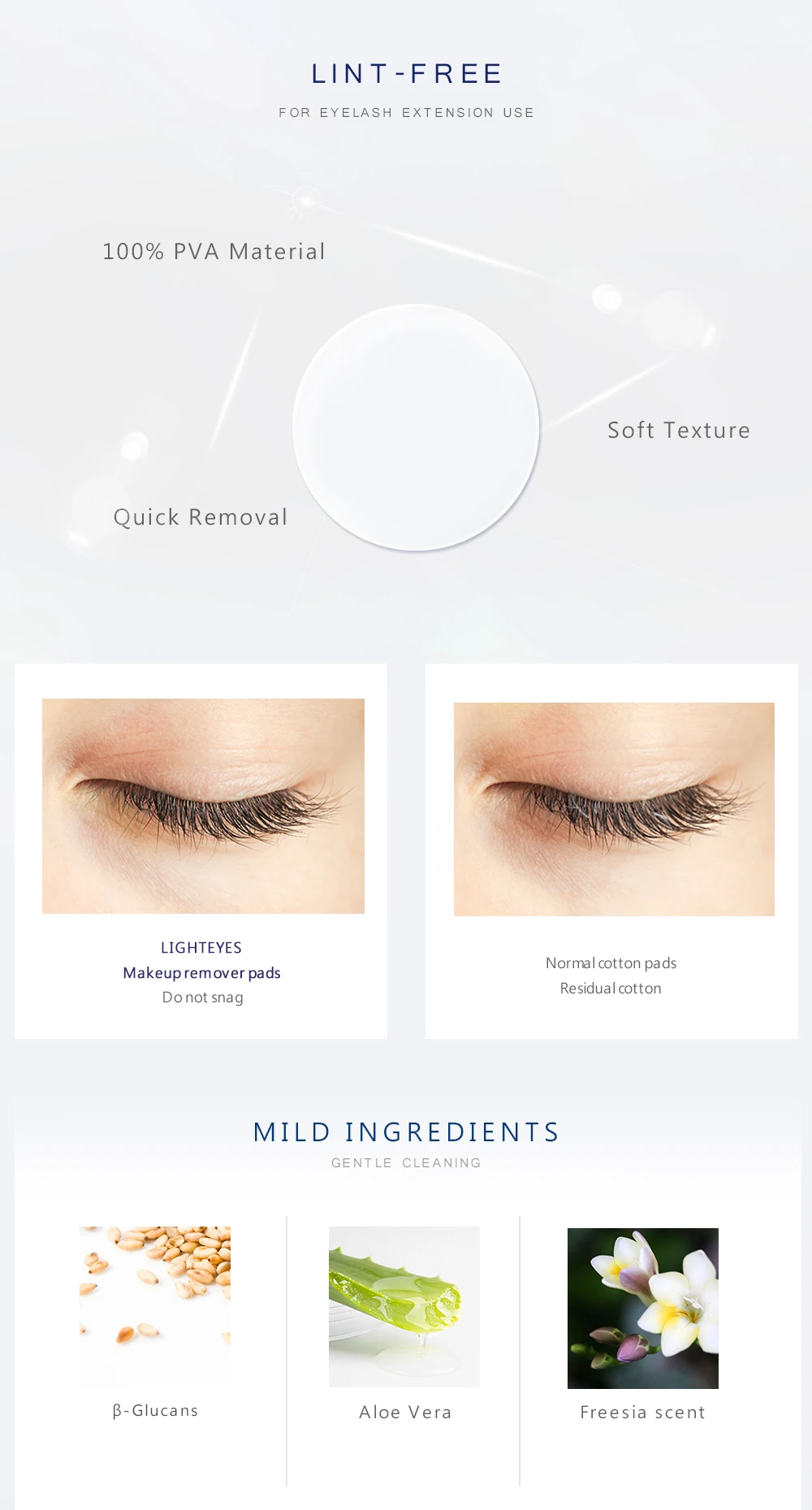 LIGHTEYES Cleaning Makeup Remover PVA Moisturizing Eyelash Pad