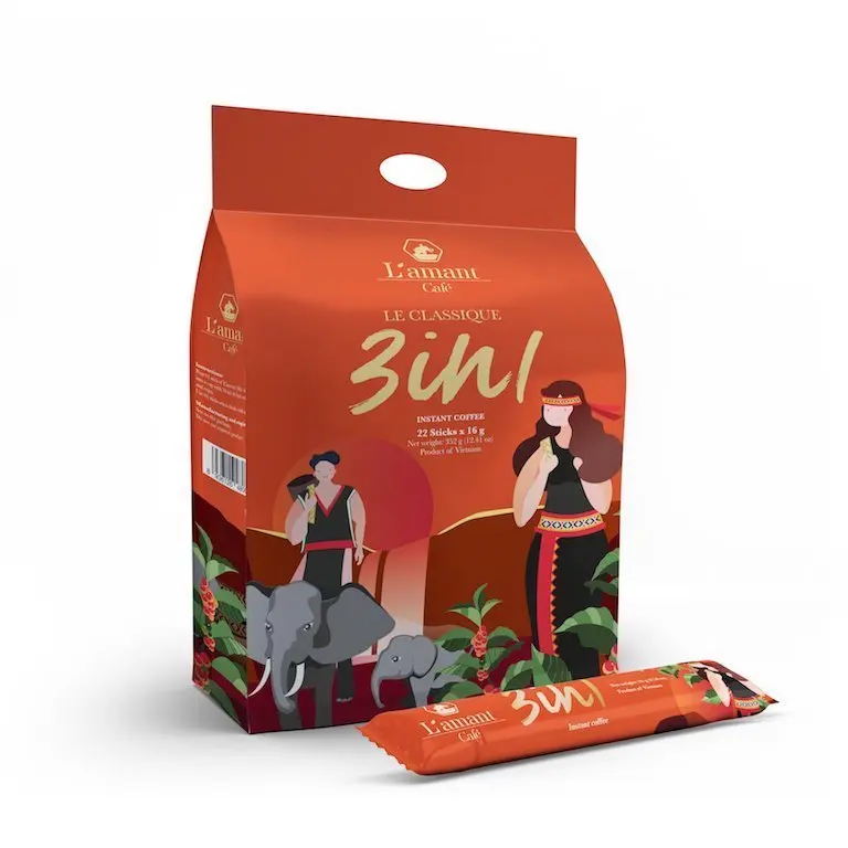 Пакетик растворимого кофе амун 3 в 1 22 палочки