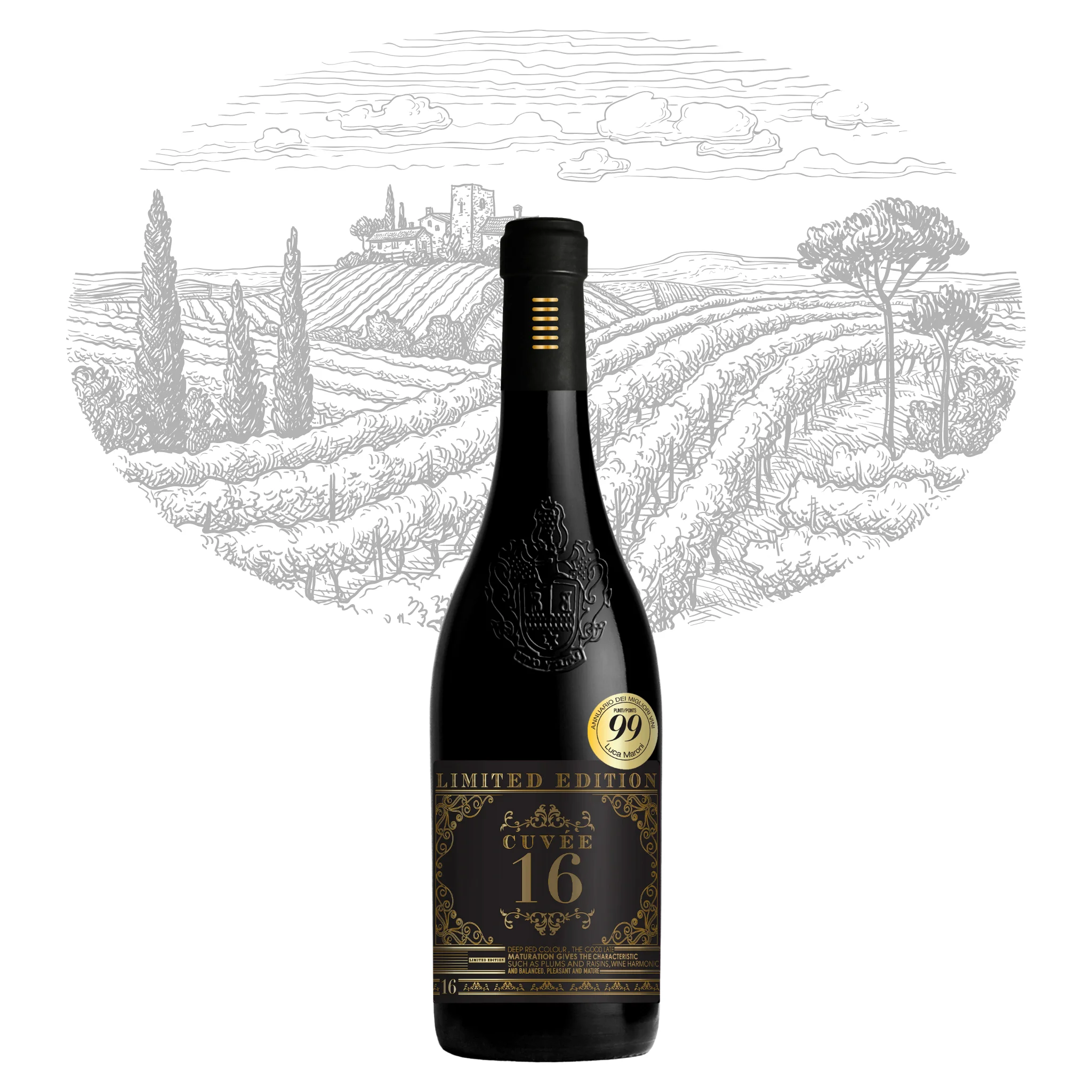 Высококачественное итальянское красное вино Cuvee 16 ограниченный выпуск-99 баллов бутылки премии 750 мл алкоголь 13% на