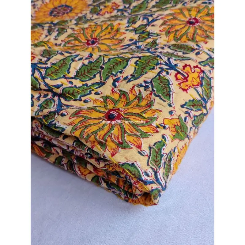 Красивое хлопковое ПОКРЫВАЛО РУЧНОЙ РАБОТЫ цвета индиго голубое одеяло Kantha домашнее декоративное покрывало оптовая продажа индийское Ajrakh с ручным принтом Gudari