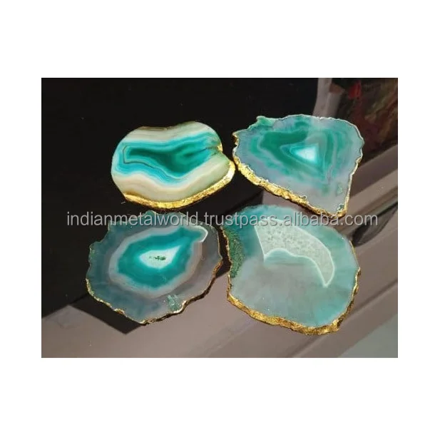 Wholesale  different Agate Coasters With Silver or Gold | Stone Coasters  Quartz Coasters best price