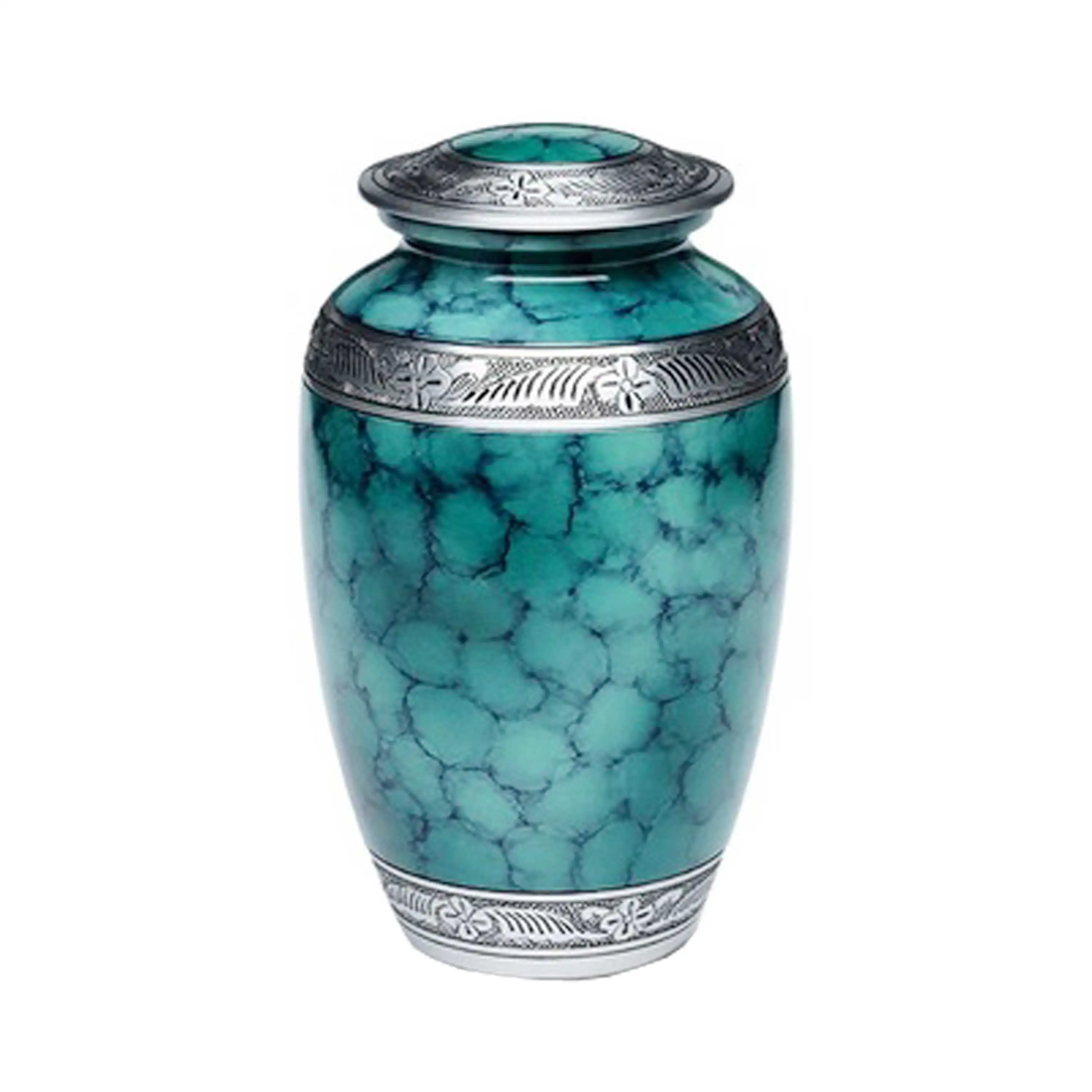 Light Teal Clouds Floral Engraved Classic Urn Hot Selling Beautiful Shimmering Charcoal Urn Great Quality Handicraft at Best Who