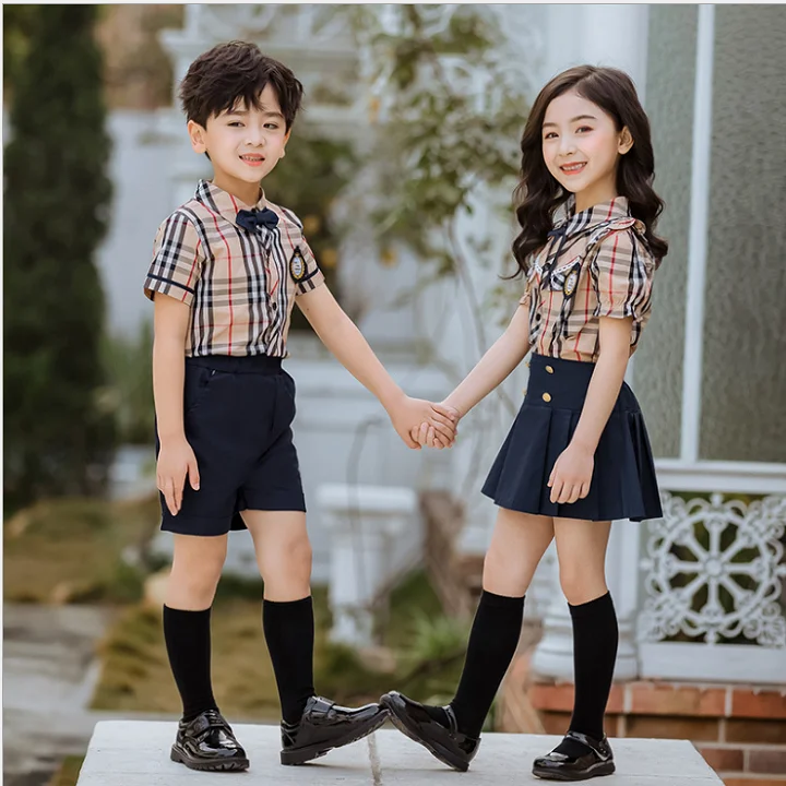 Высококачественный летний Школьный костюм из двух предметов для девочек и мальчиков школьная форма детская одежда сделано во Вьетнаме