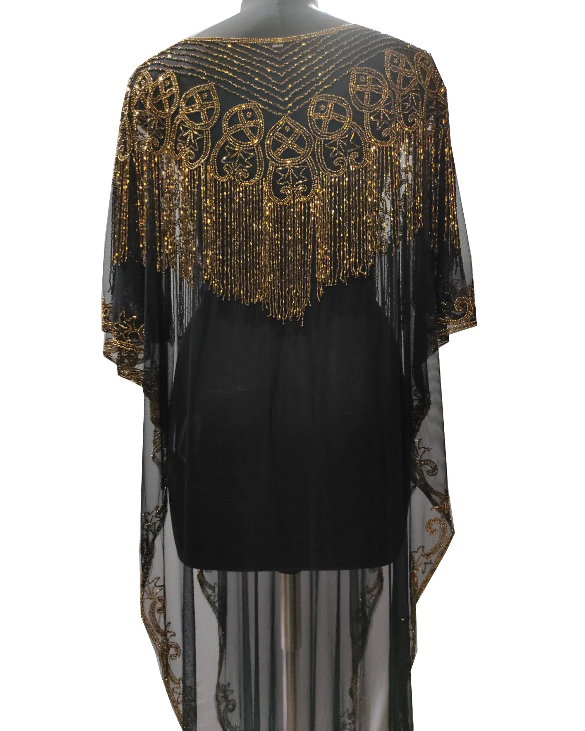 2021summer Partywear/casual womens muslim long kaftan fringes dresses hand Beaded dubai/ african Farasha dress