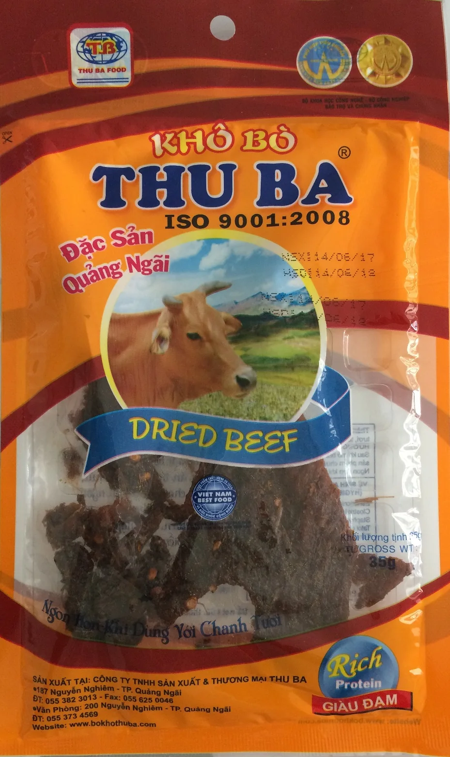 Vietnam Beef Meat Dried Beef Cow slice 35g ( Plastic bag)