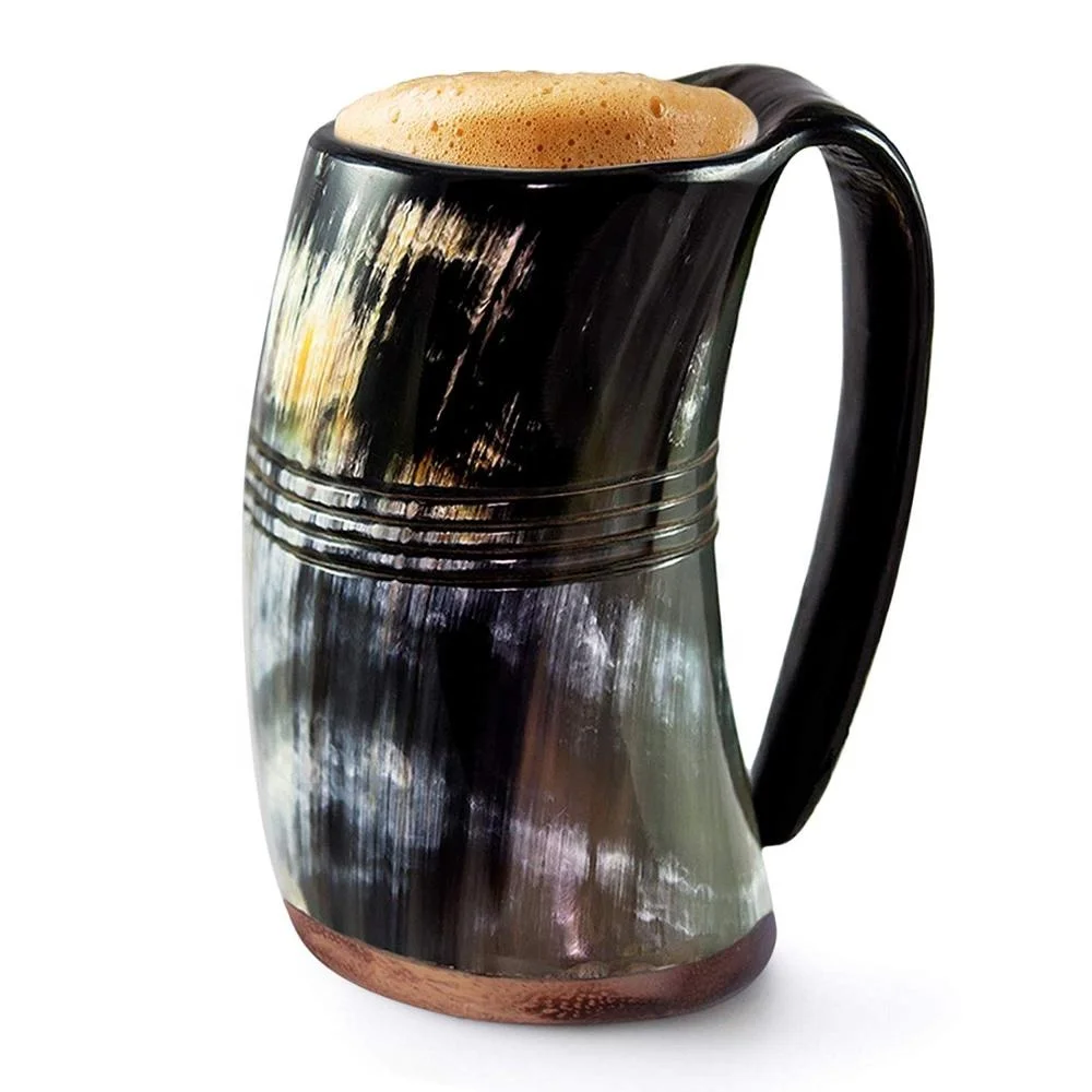 Natural Hand Made 100%  Buffalo Horn Mug /Viking Drinking Mugs/ Beer Drinking cup set decorative horn mugs by LUXURY CRAFTS