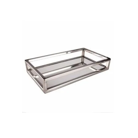 Newest Decor Tray Golden Touched Border Steel Stainless Steel Mirror Tray Custom Size Home Use Tableware Serving Food Occasion