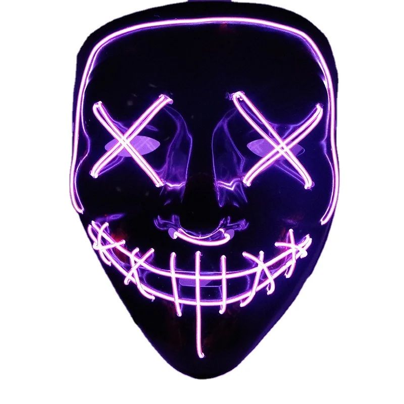LED Mask Light Up Party Mask Neon Cosplay Mascara Glow In Dark Masque Purge Mask