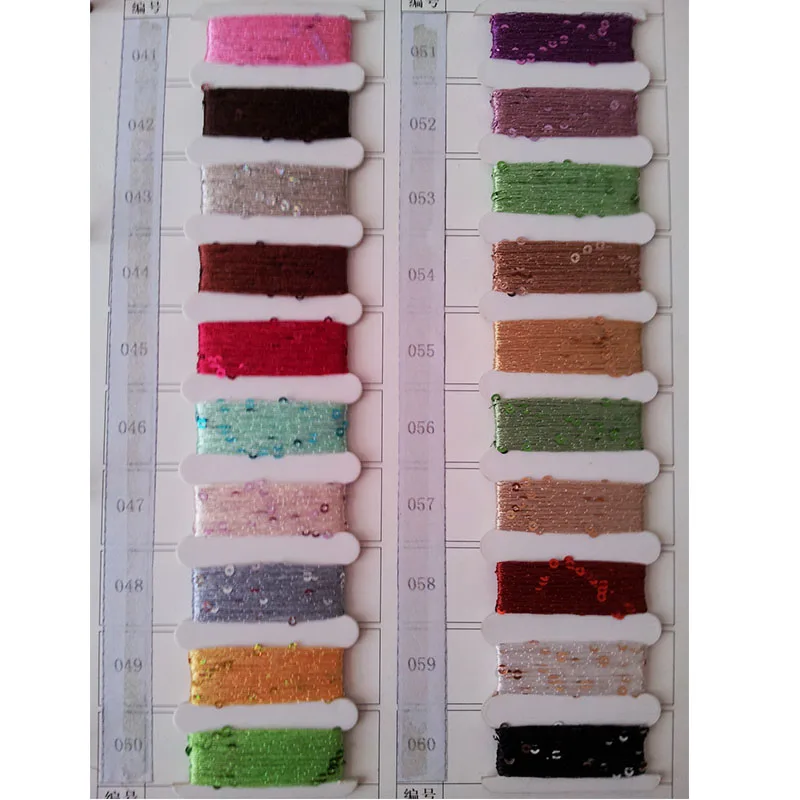 100% Polyester Paillette Bling knitting sequin beads yarn embroidery thread