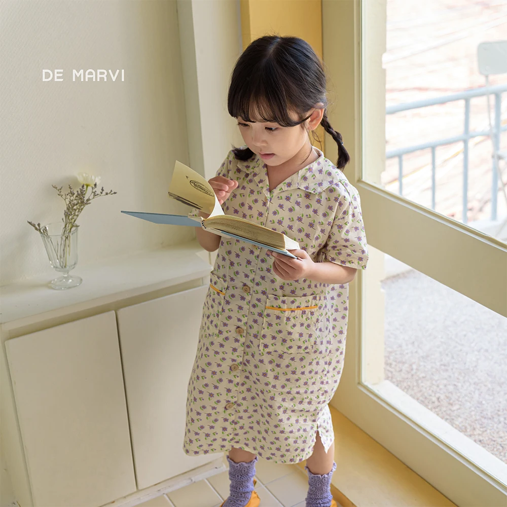 DE MARVI Kids Toddler Floral A-line Casual Dresses Girls Summer Casual Dress Wholesale Korean Manufacturer MADE IN KOREA