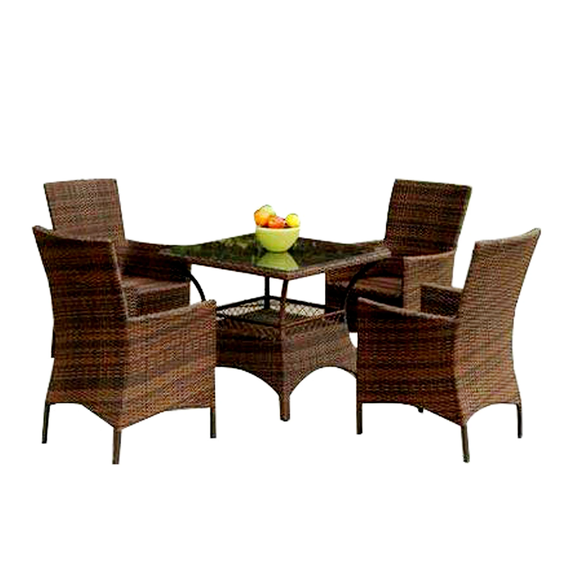 brown rattan wicker dining table set  aluminium frame outdoor dining table set luxury round rattan dining table and 4 chairs