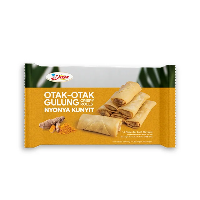 Ручная работа Малайзия Otak- otak Gulung-хрустящие рулоны-nyuzunkunyit 12 дюймов (275 г X 24 кв.