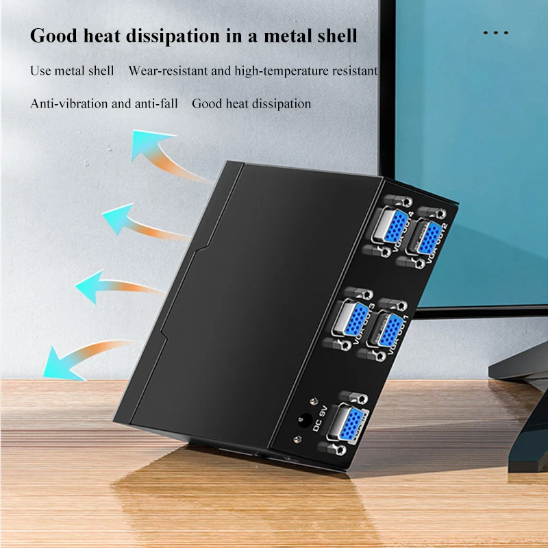 Высококачественный видеоразветвитель VGA с 1 входом на 4 выходами 500 МГц