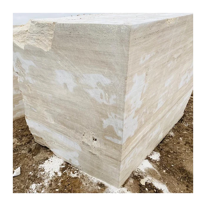 White Turkish Travertine block price ton for sale