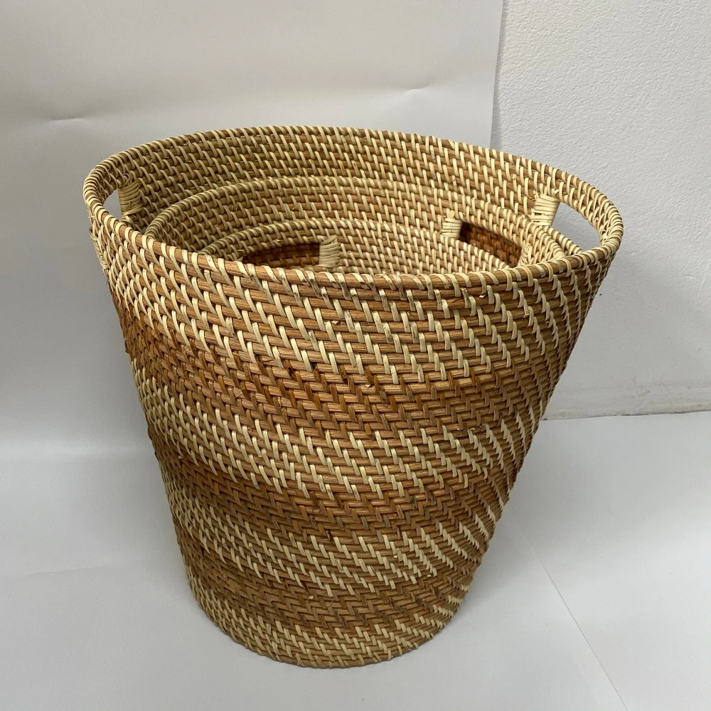 Rattan Wicker Storage Basket made in Vietnam - Home Livingroom Toys Laundry Stationary Flower Pot Decorative - OEM, ODM