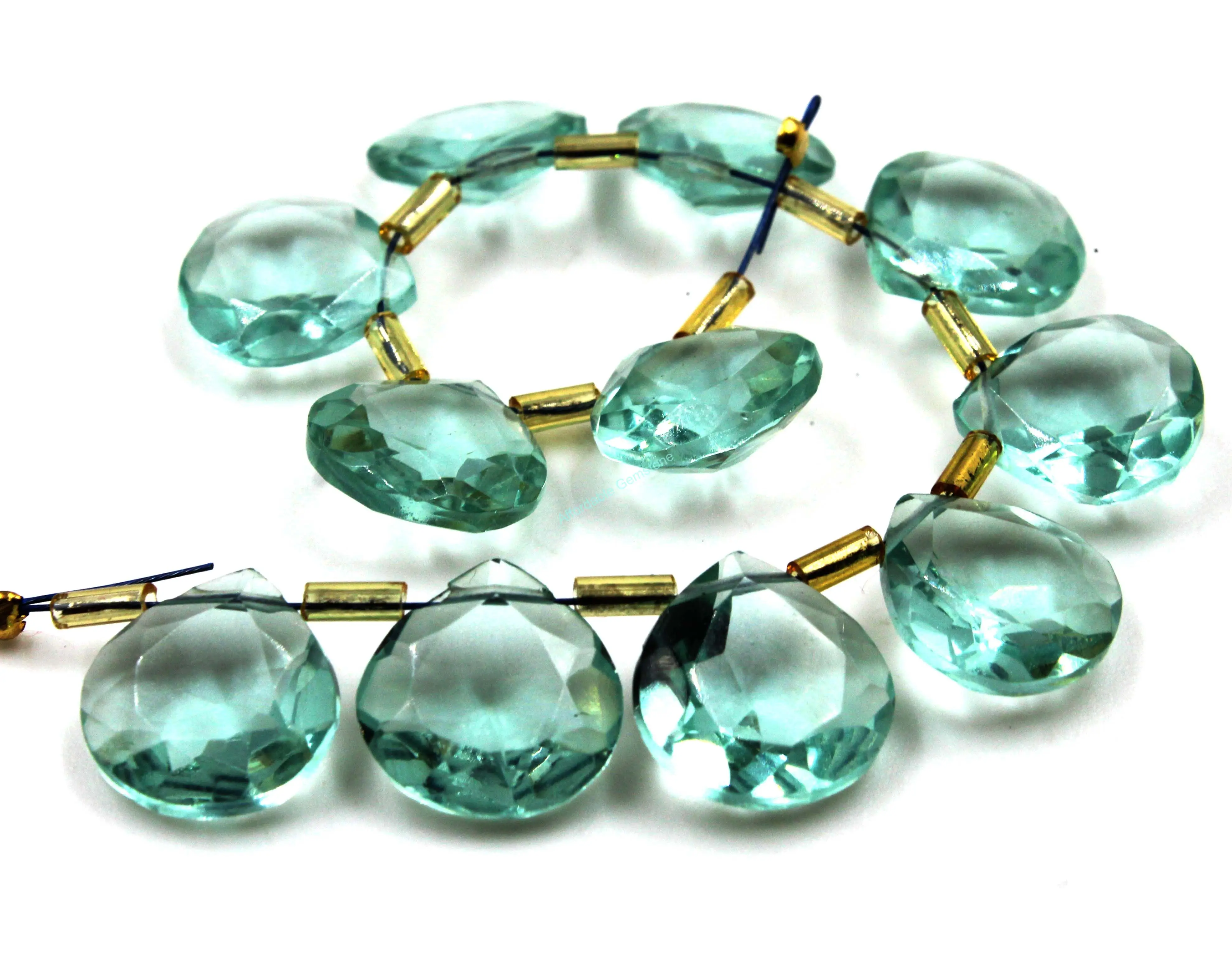 Аквамариновый кварц, полированный драгоценный камень, сверху, перфорированный камень в форме сердца, хорошее качество, оптовая продажа, бусины, синтетические драгоценные камни, граненые