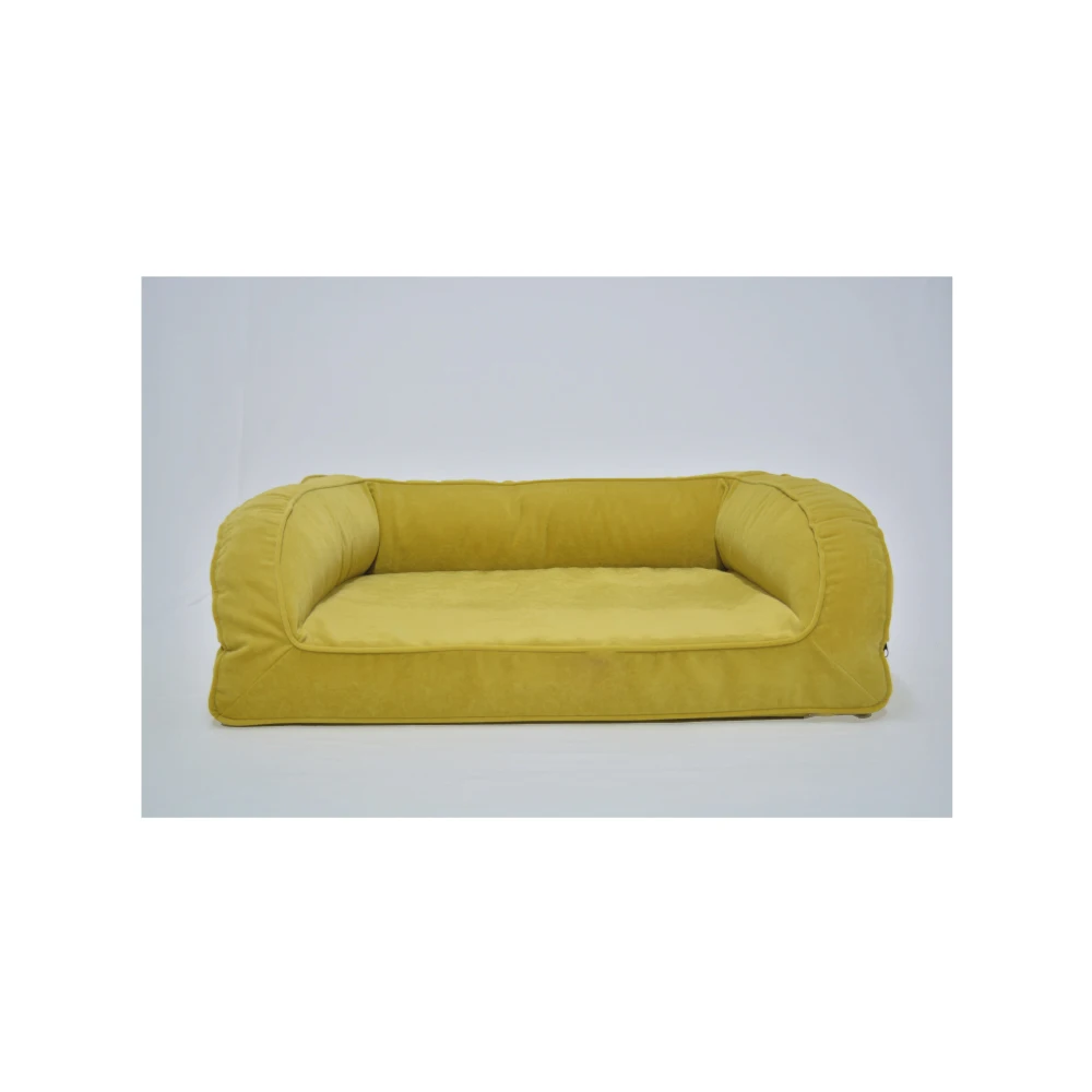 Brand New LARA - BOLSTER Dog Bed - Suede Cover - Yellow - Grey Color Dog Bed - Small 48x58 cm