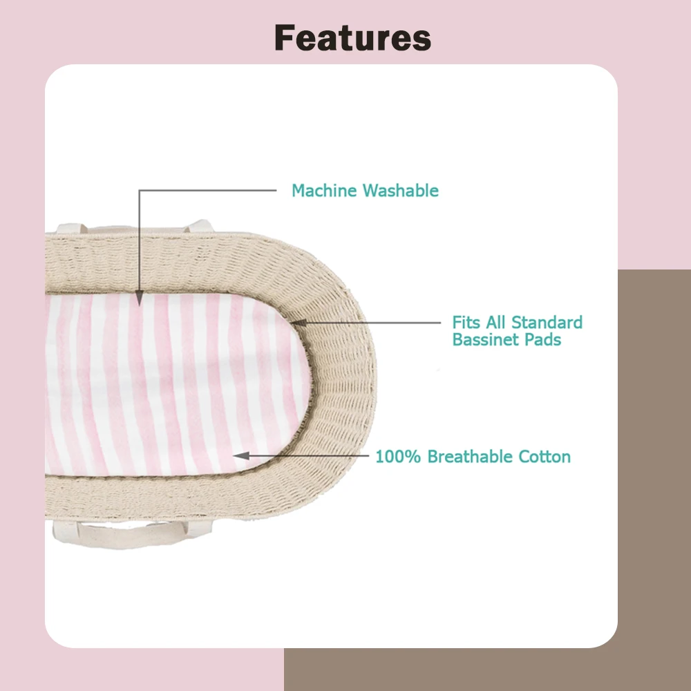 Custom Design Pure Organic Cotton Bassinet Sheets 3 set packing GOTS certified with customization high quality baby products