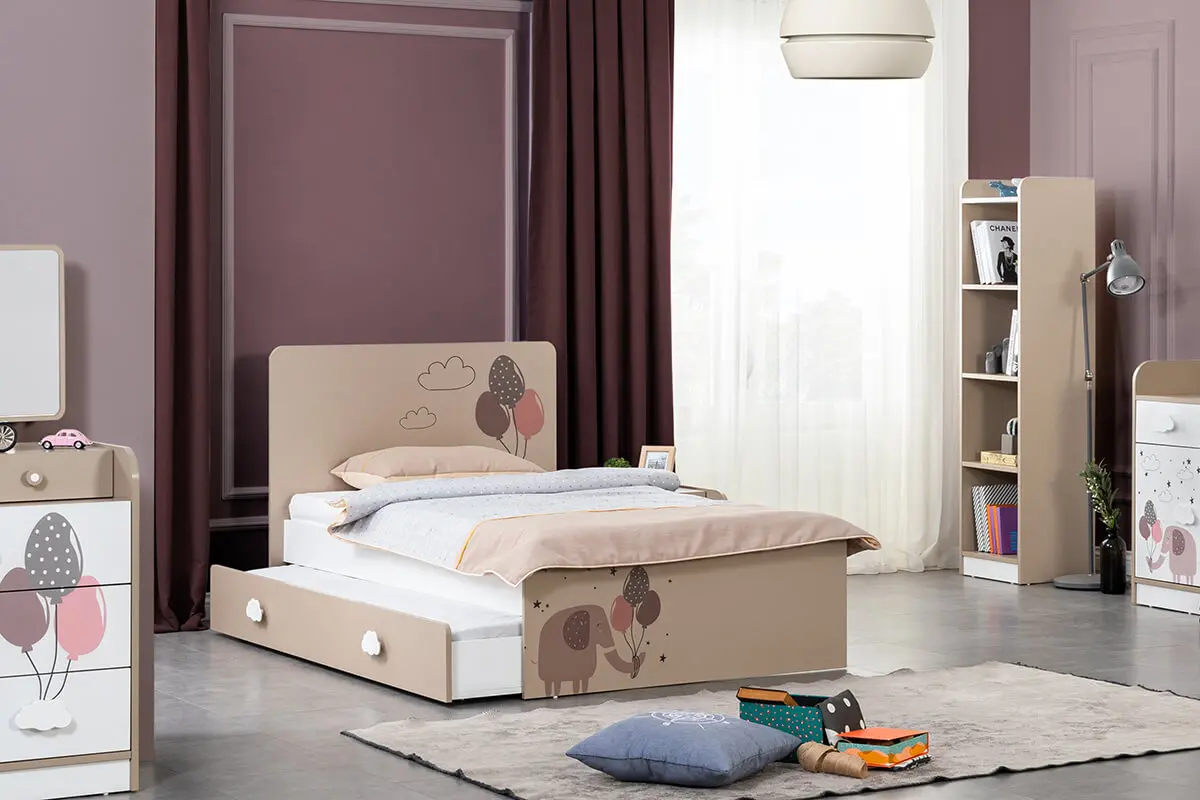 Economic Cheap Kid Teen Bedroom Furniture Set Natural Modern Functional Hygienic Wardrobe Study Desk (ider Jungle teen room)