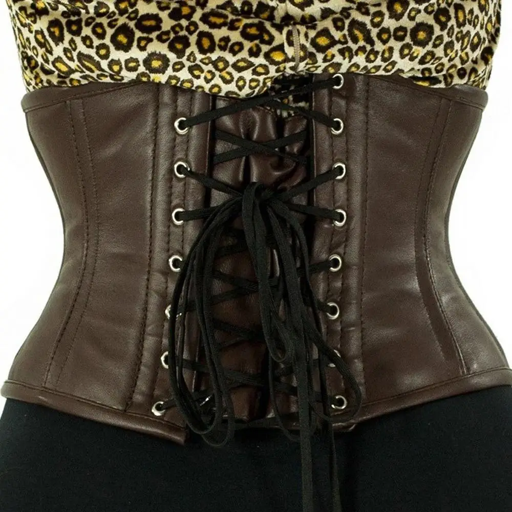 Brown Leather Pretty Corset/Weight Loose Body Slimming Suit/Women Control Tummy Shape Wear