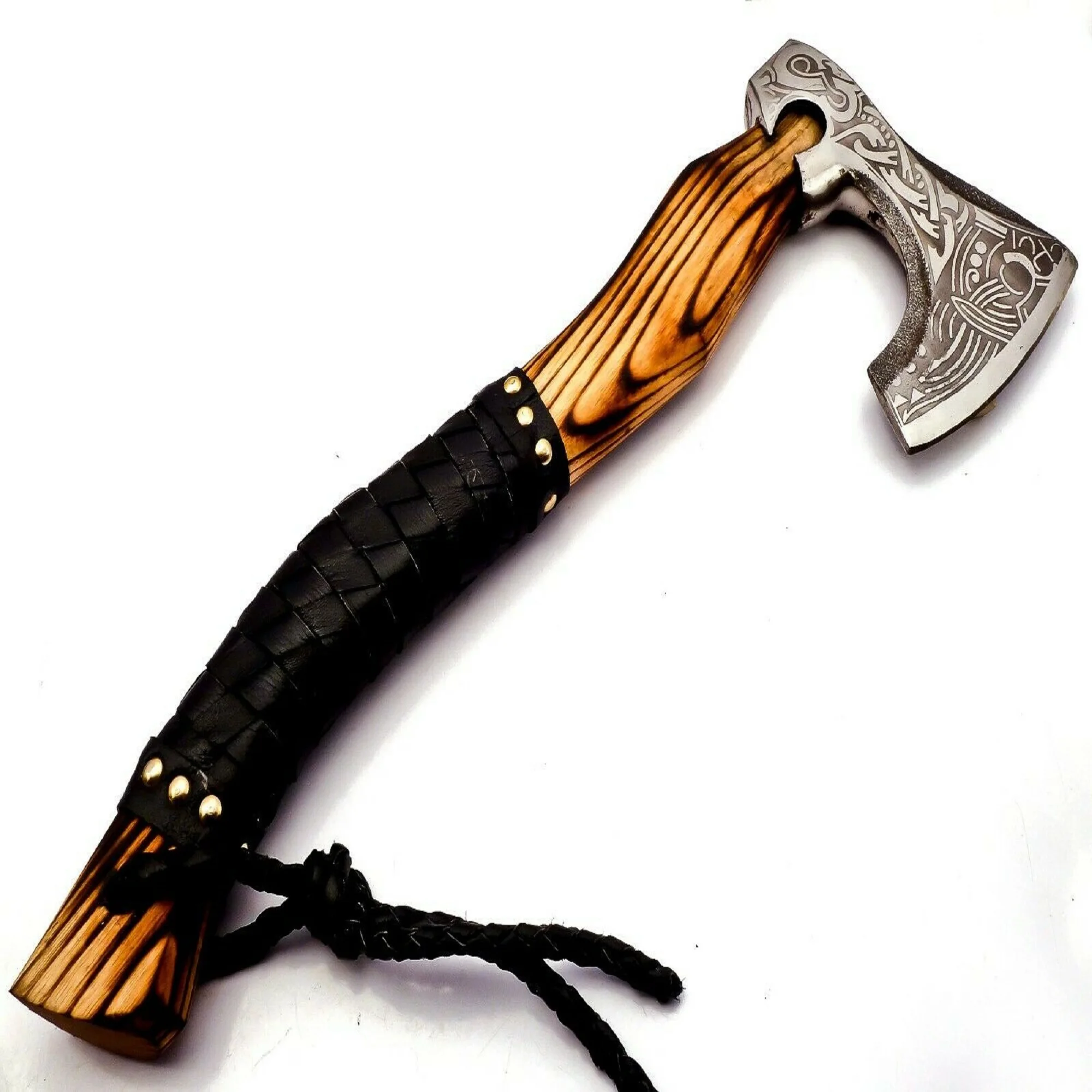 Custom Handmade Carbon Steel Viking Axe Bearded Axe Survival outdoor axe With leather sheath hot sale