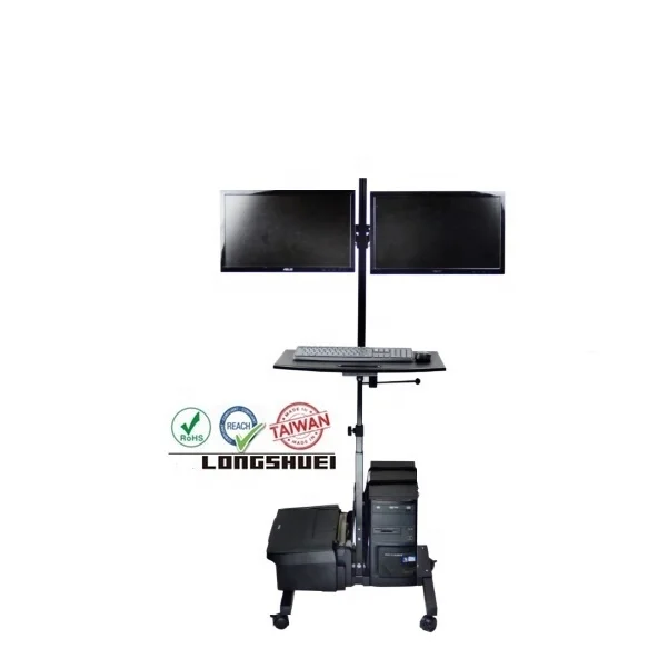 Wholesale metal and aluminum detachable wall rotating bracket floor cart for side by side lcd tv plasma screen mobile pc stand