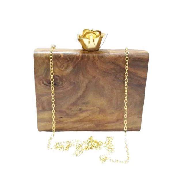 Wooden Plain Clutch With Clutch Bag Evening Bag