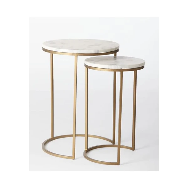 Hot Selling Luxury Coffee Table Home Decoration Garden Tables C Type Base Marble Top Laptop Table Side Stool Custom Order Accept