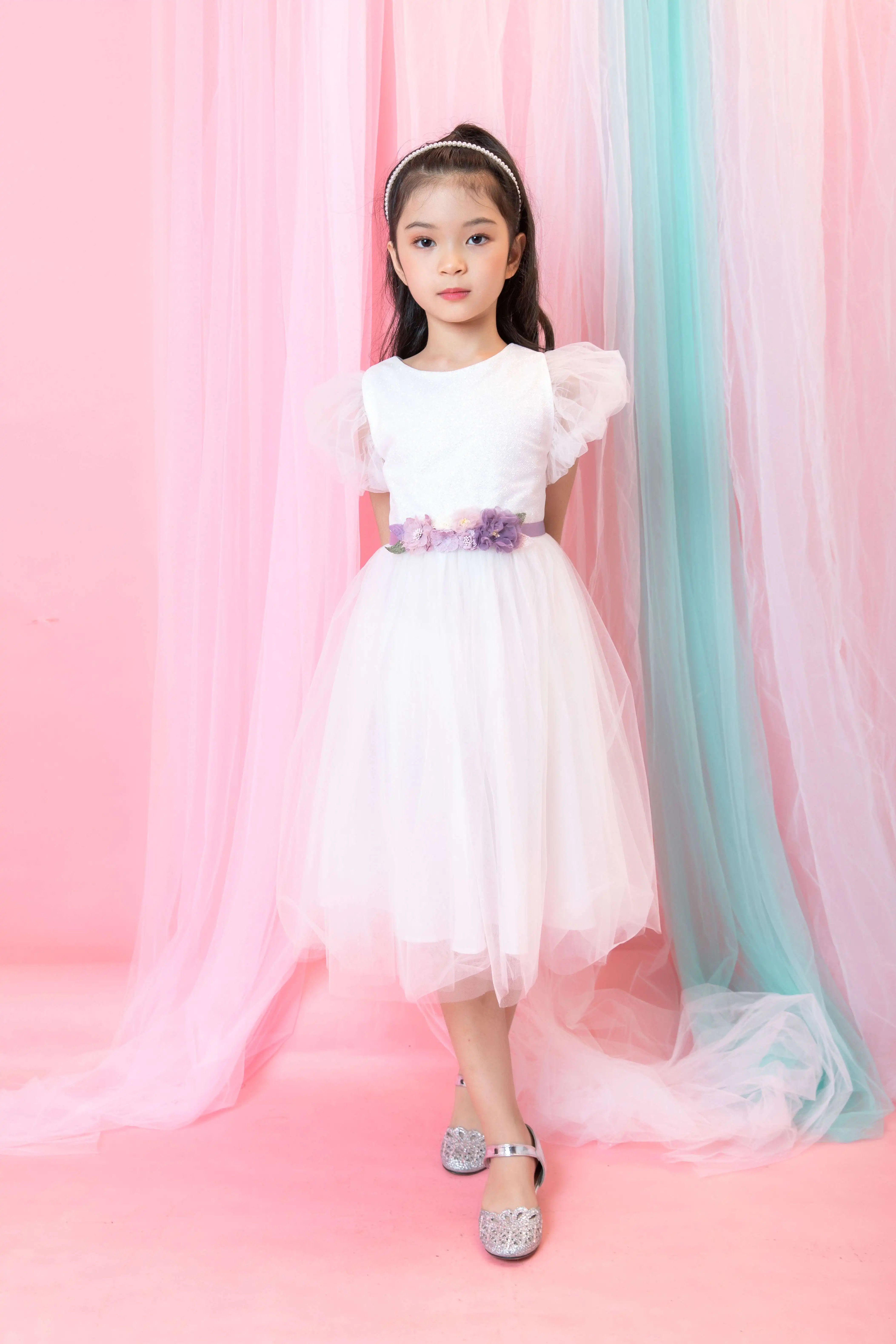  Кружевное платье принцессы для девочек От 1 до 12 лет маленьких мяч в Королевском Стиле детей