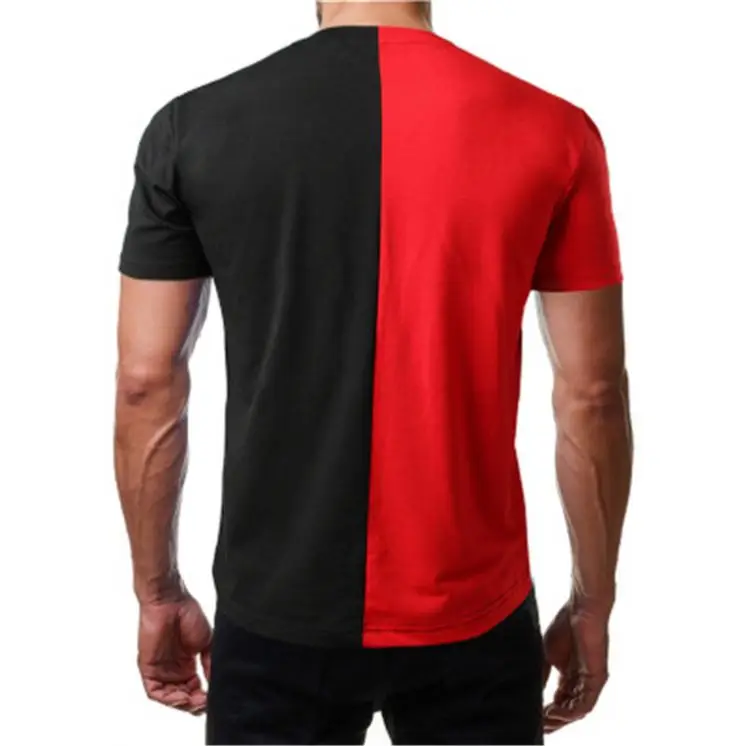 Wholesale contrast splice Blank Half Black White Oem Fashion men patchwork streetwear T Shirts