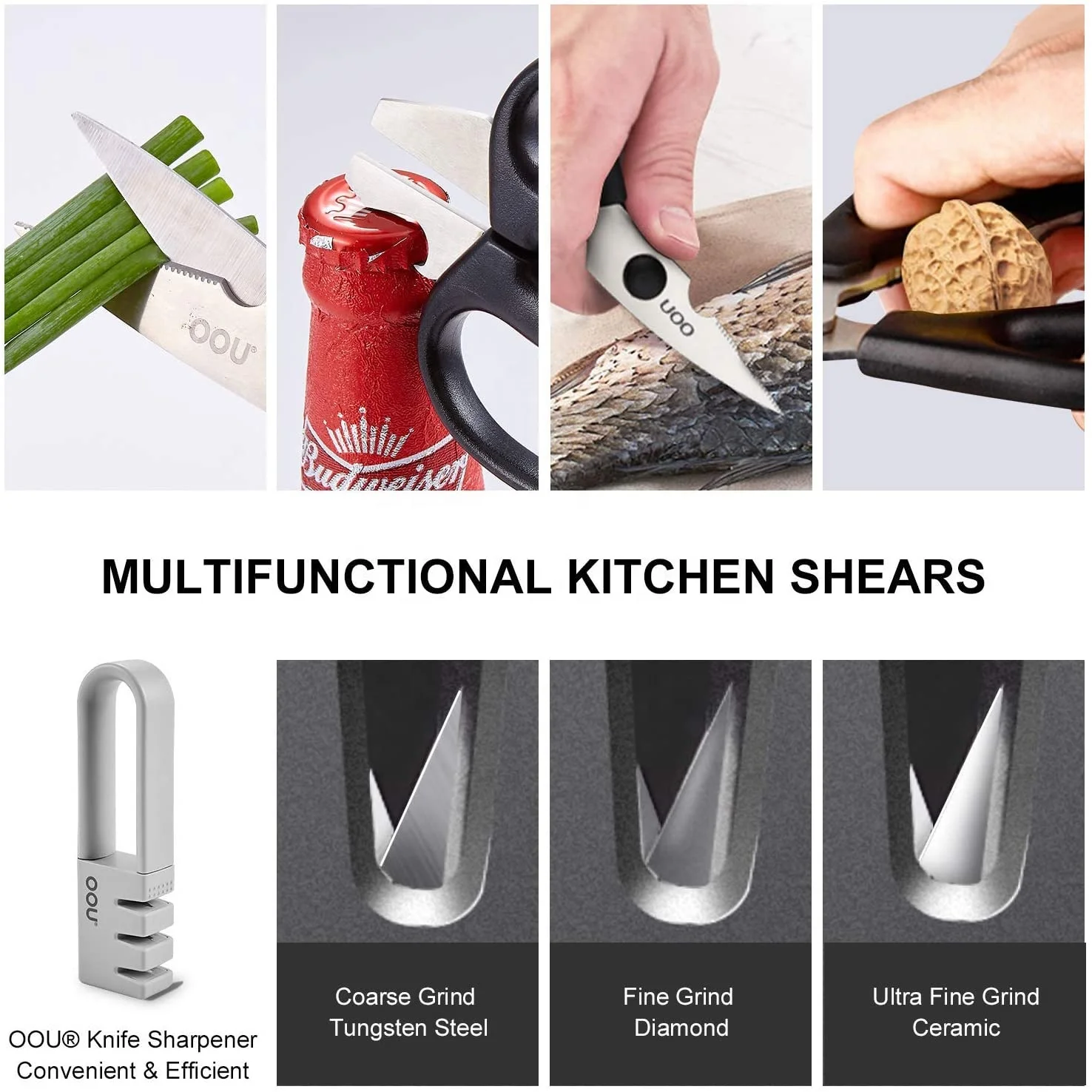 
OOU BO Oxidation Technology Black Shark Series Kitchen Knife Set with Block and Sharpener 