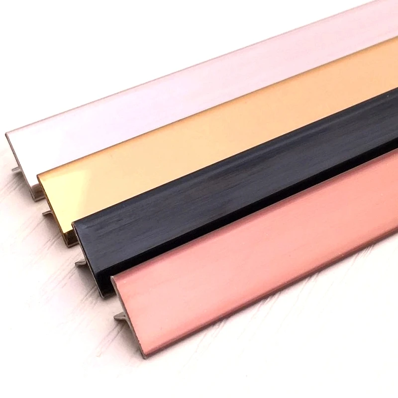 Brass Metal Strip 12.5mm 15mm  25mm OEM Logo Customized brushed  Marble Edge Trim  T Shape Stainless Steel Tile Trim