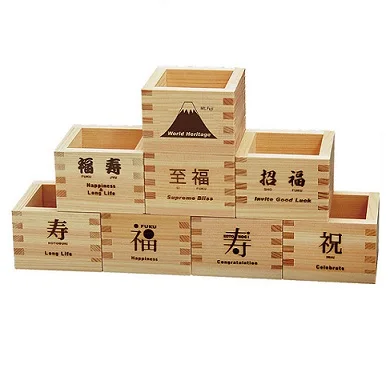 Japanese cypress wooden sake bowl for Japanese sake Square cups Square plastic dessert cup