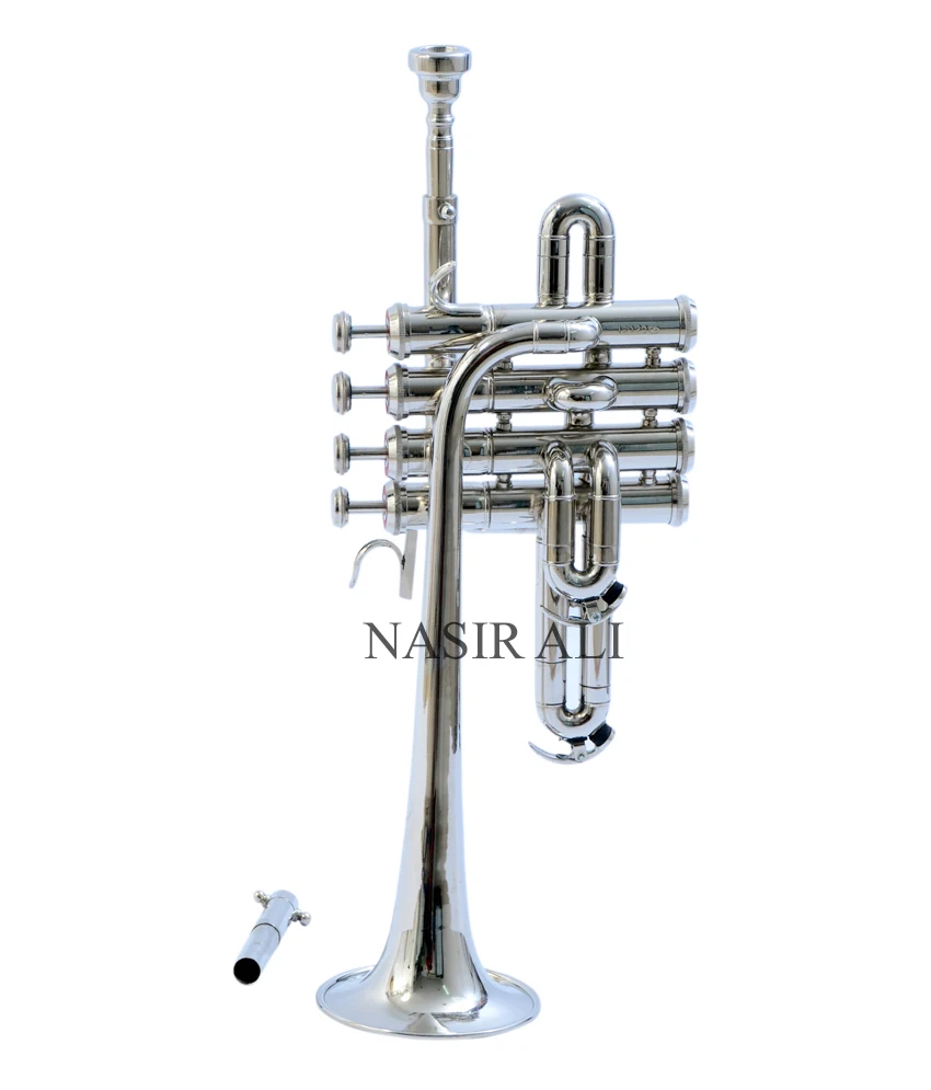 NASIR ALI BEAUTIFUL Piccolo Trumpet Nickel New Brass And Wind Musical Instrument For Decoration Made In India