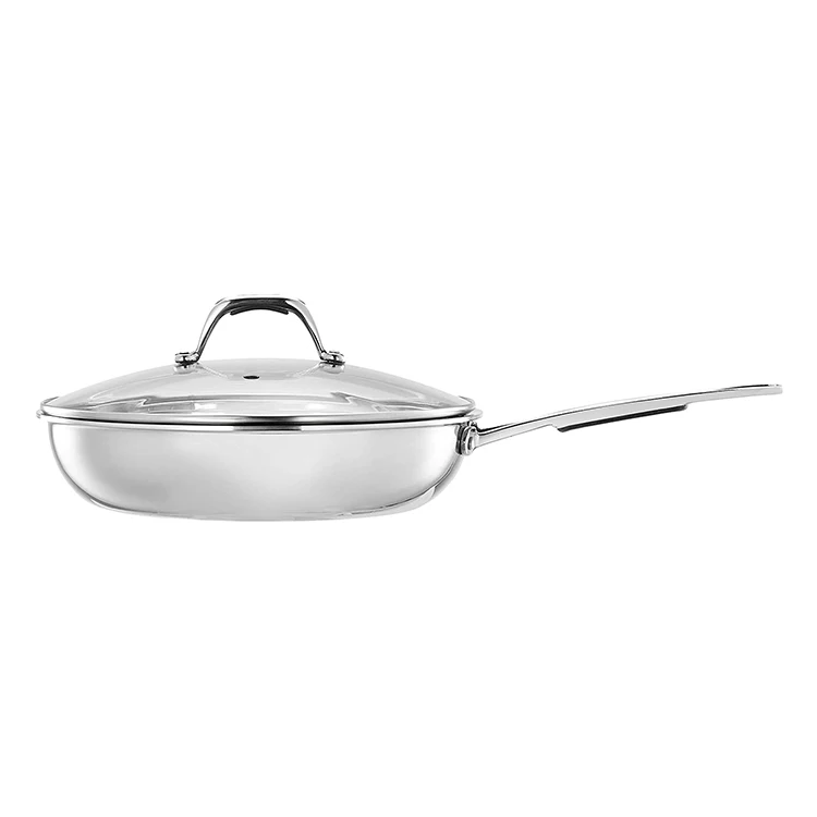 High Quality Durable Stainless Steel Fry Pan Non Stick Stainless Steel Stainless Steel Fry Pan With Lid For Sale At Lowest Price