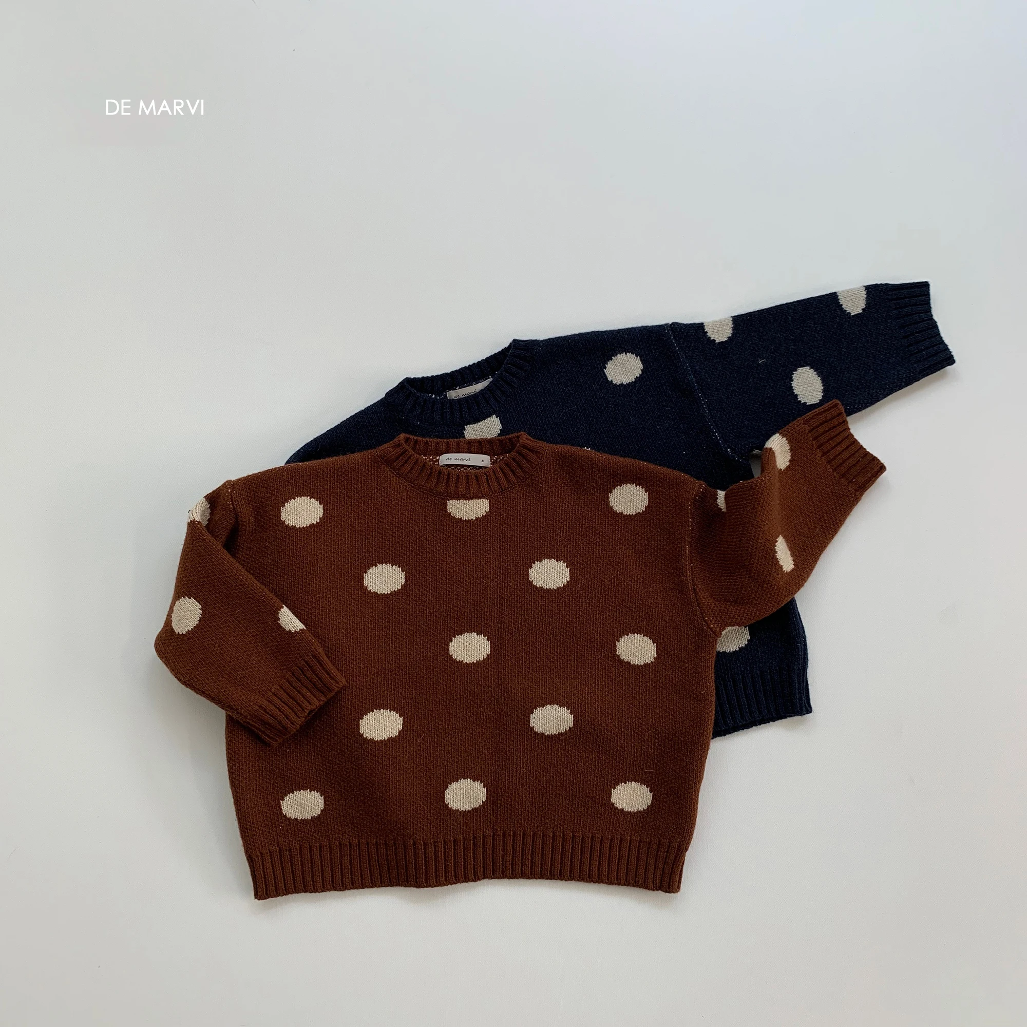 DE MARVI Kids Toddler Dots Design Pullover Sweater Winter Autumn Clothing Fashion OEM Wholesale MADE IN KOREA