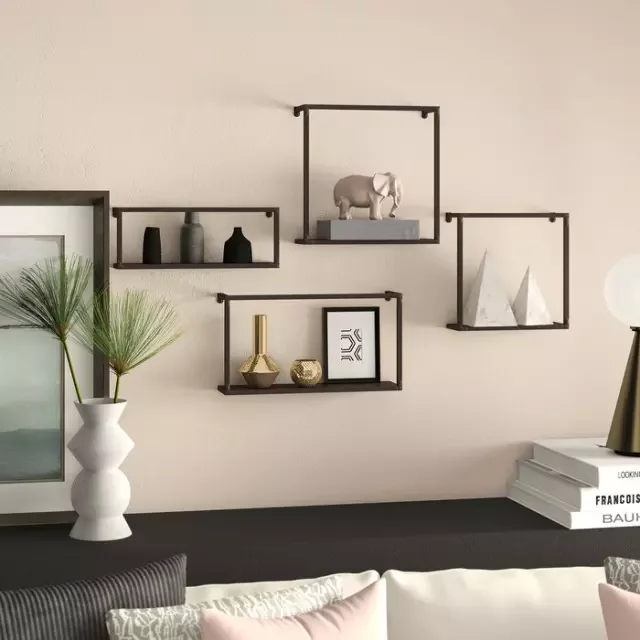 4 piece wall shelf black metal wall shelf