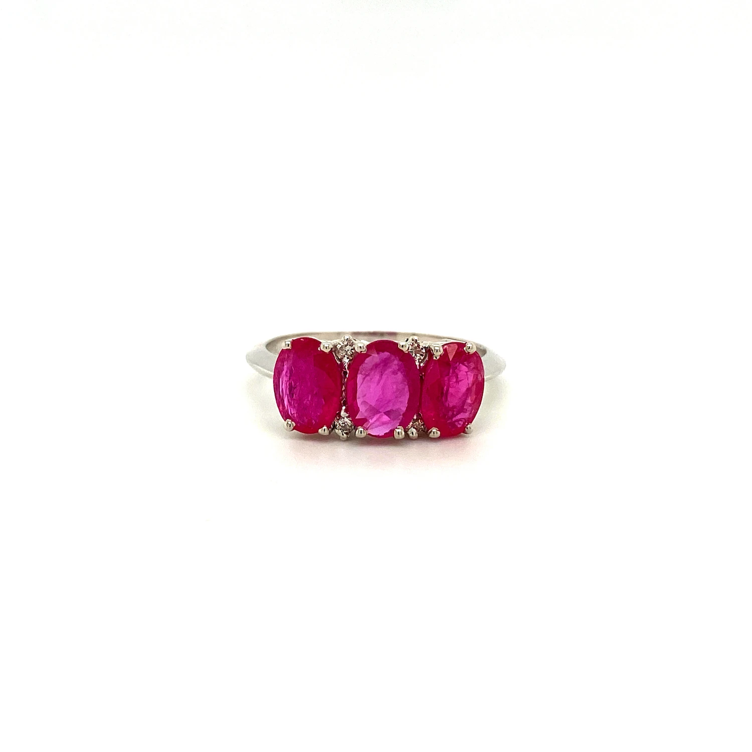 Three Stone High Quality New Arrival Ruby Oval Shape Natural Gemstone 925 Solid Silver For Women Designer  Fine Jewelry Ring