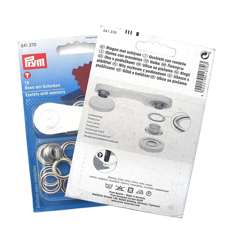 Prym 541370 11mm Silver Eyelet with Washers Kit for Laces and Handicrafts
