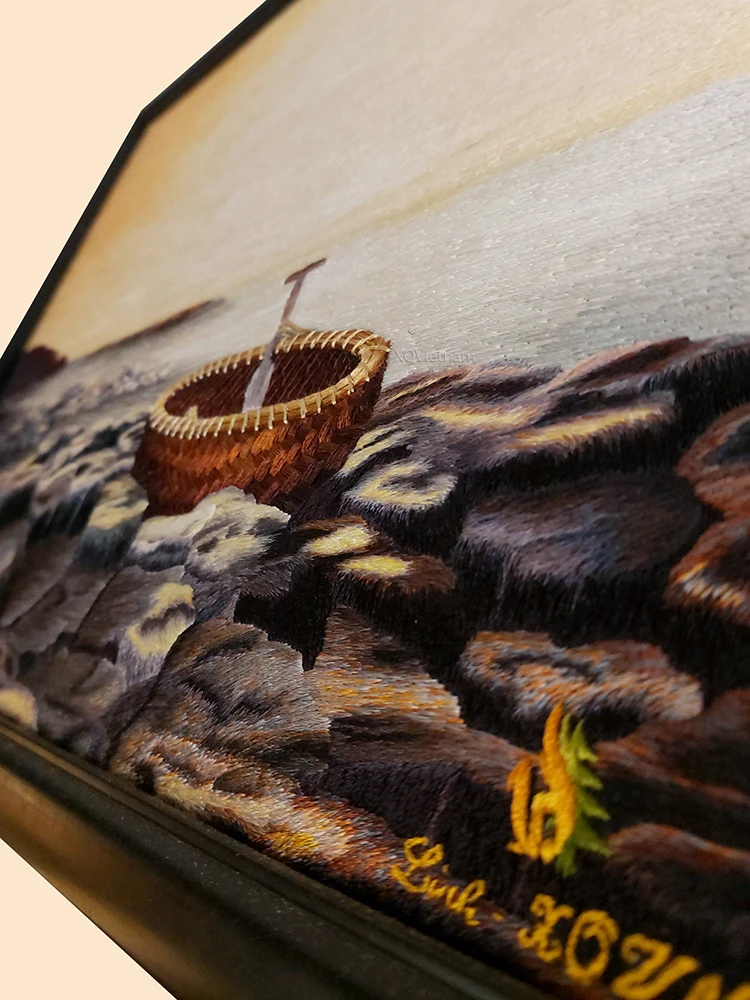 
Living Room Wall Decoration Traditional Seacape Painting My Homeland Hanging Embroidery Paintings 