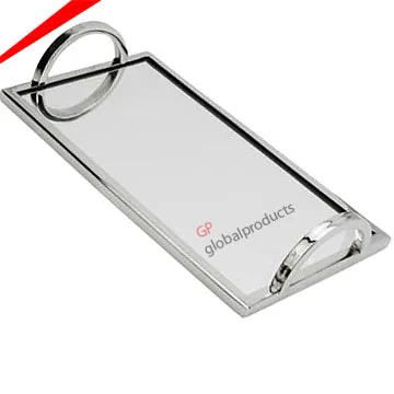 premium stainless steel tray with half round handles rectangular shape for kitchen hotels restaurants