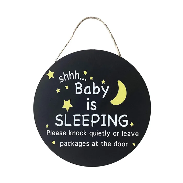 Space Front Door Sign Round Wooden Planet Nursery Decor Baby Sleeping Hanging Sign Plaque Door Hanger